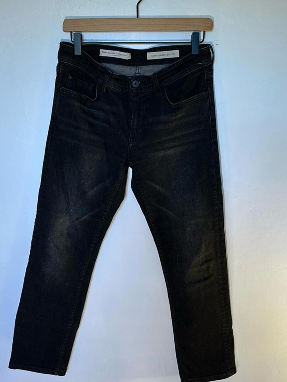 Pilcro Slim Straight Jeans Women 27 Black Wash Anthropologie Denim - Picture 3 of 7